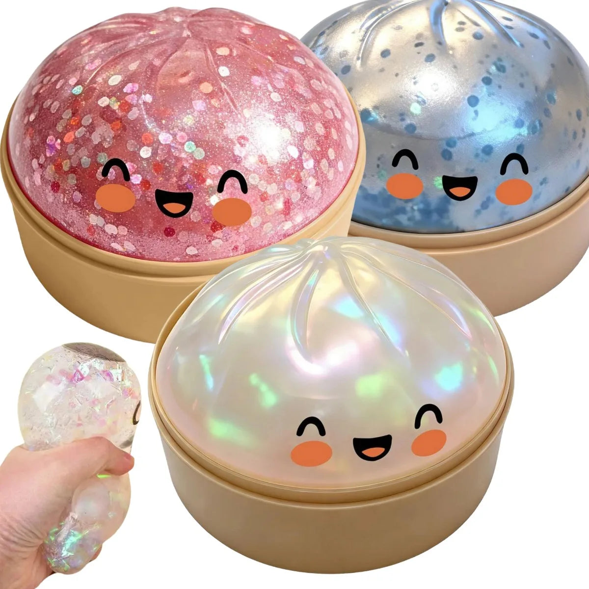 Glitter Dumpling Squishy — Slow Rise Stress Ball Fidget Toy