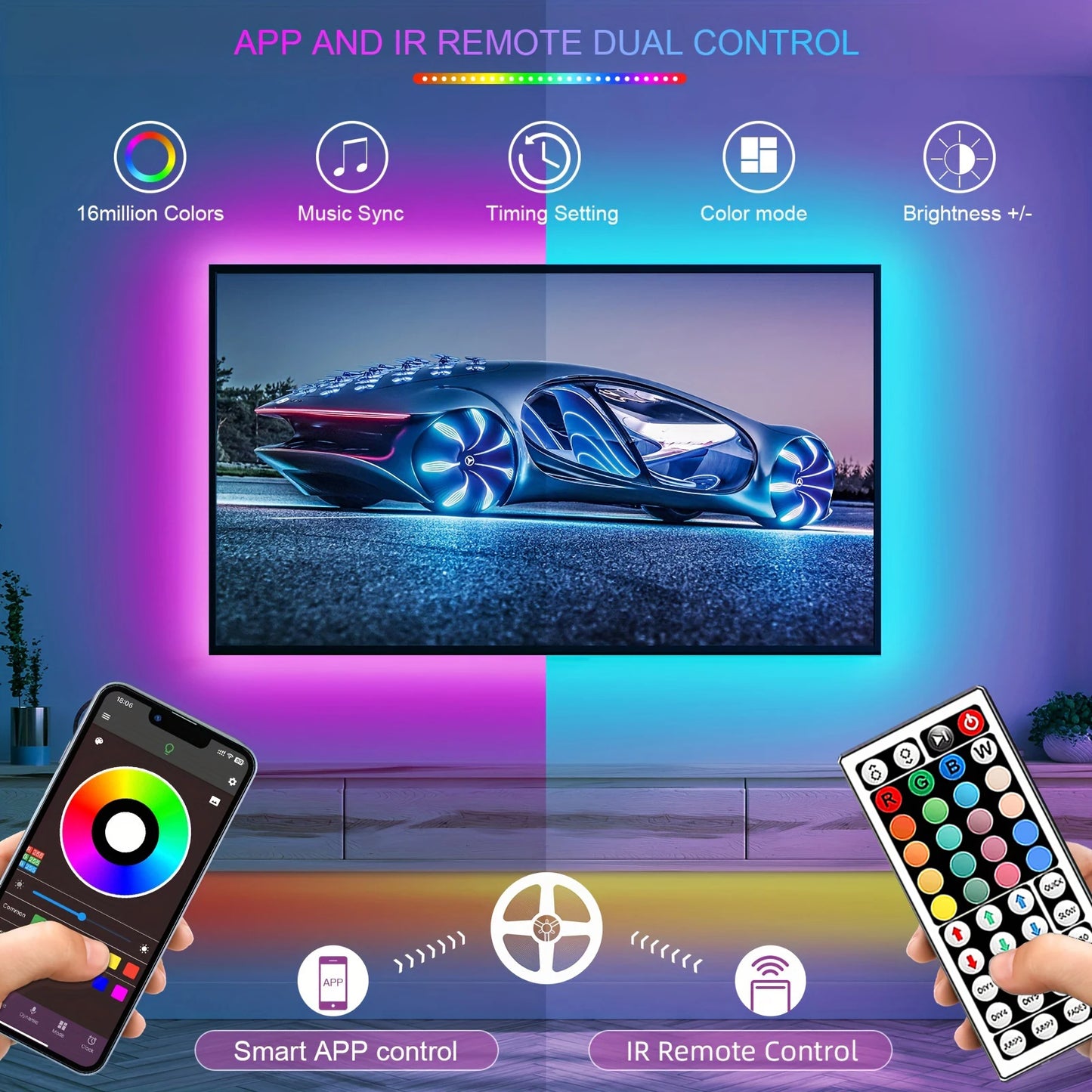 RGB LED Стрічка з APP керуванням — 0.5м до 30м (копия)